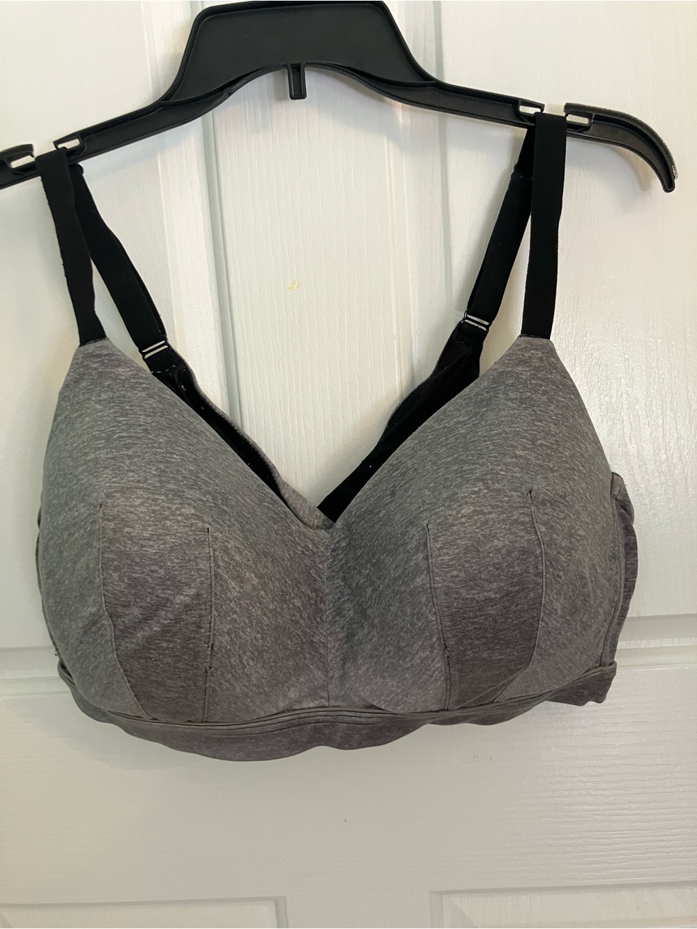 Cacique Gray Wireless Comfort Bra with Black Straps